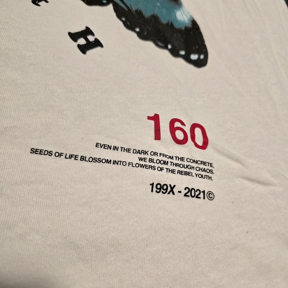 Civil‎ Regime S.I.N Casted Out Butterfly Floral Graphic Tee Tshirt Size Large - Picture 5 of 10